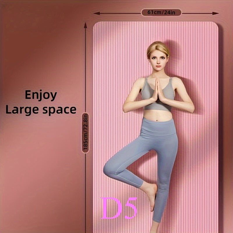 1 Heavy-Duty Non-Slip Thick Yoga Mat with Free Storage Strap | Pink\u002FPurple\u002FBlack, High-Density Cushioned, Shockproof, Portable for Gym, Pilates, Tai - Compatible with Studio Workouts