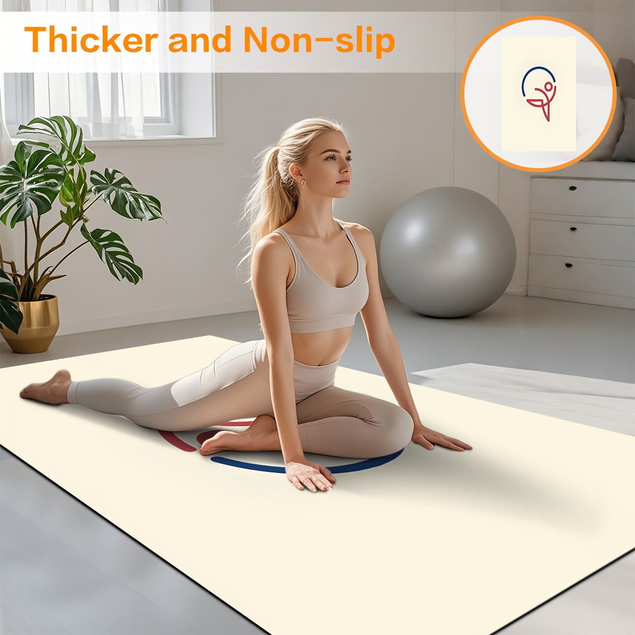 GZN 2D Flat Printing Yoga Mat, Printed Exercise Mat, Fitness and Pilates Training Pad, Sweat-Resistant, Suitable for Yoga\u002FPilates\u002FGym Workouts, Indoor\u002FOutdoor Use, Non-Slip, Waterproof, Lightweight with Shock Absorption