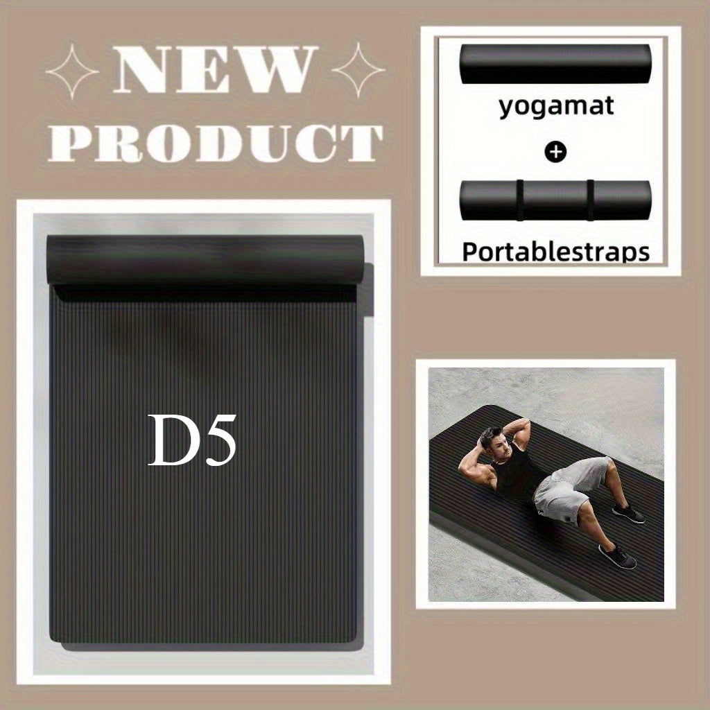 1 Heavy-Duty Non-Slip Thick Yoga Mat with Free Storage Strap | Pink\u002FPurple\u002FBlack, High-Density Cushioned, Shockproof, Portable for Gym, Pilates, Tai - Compatible with Studio Workouts